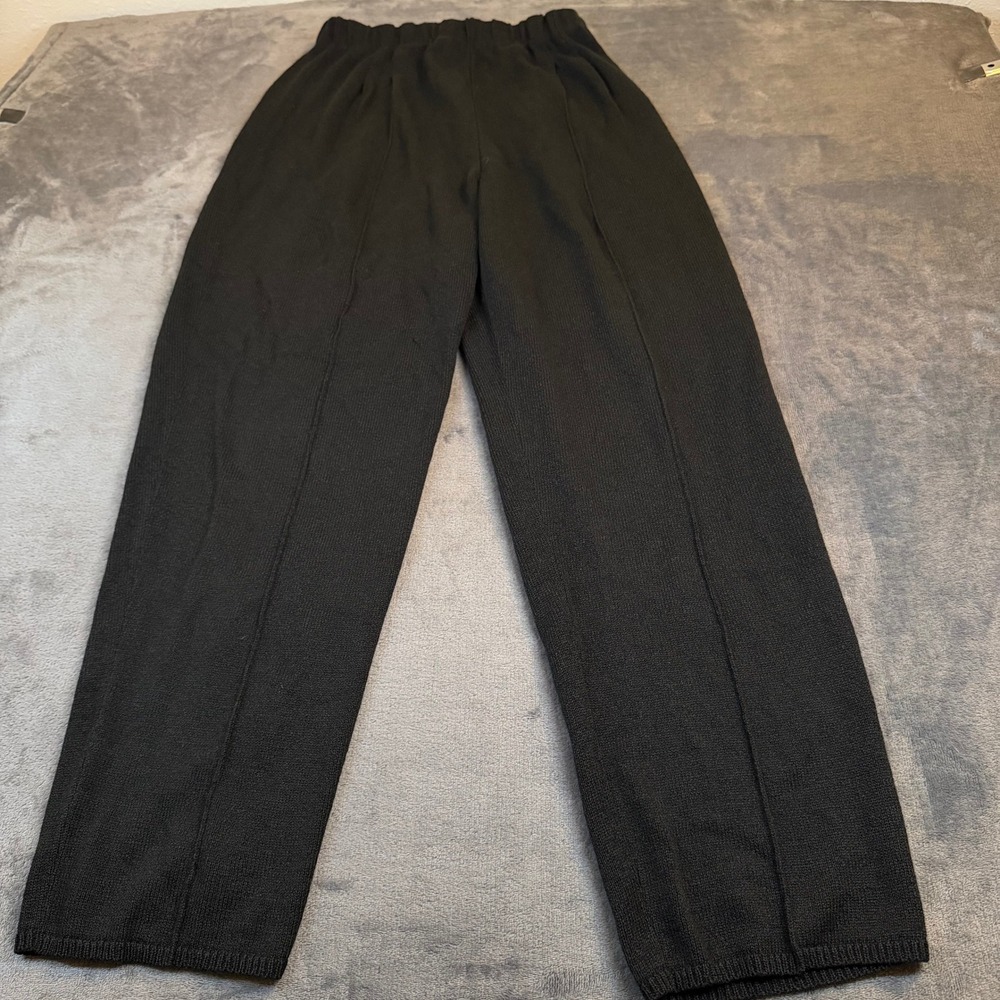 San Remo Laura Knits Pants‎ Womens Medium Black Elastic Waist Textured Knit